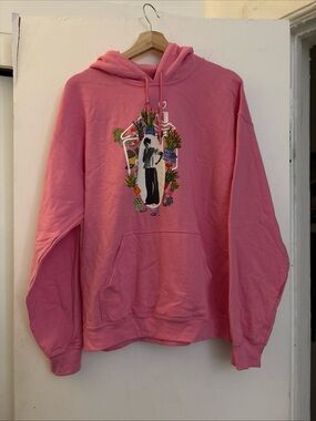 HARRY STYLES Official "LOVE ON TOUR"  PINK HOODED SWEATSHIRT Size Large